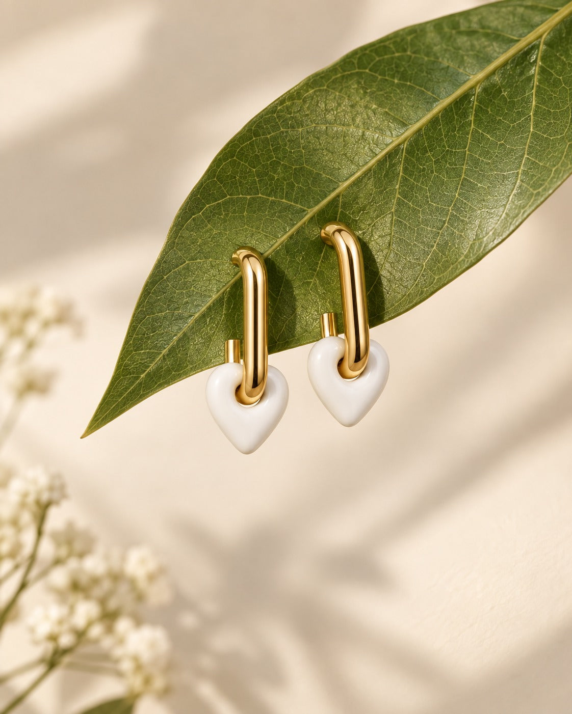 VANILLA HEART HOOP EARRINGS