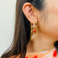 TRIO STONE EARRINGS-RUST