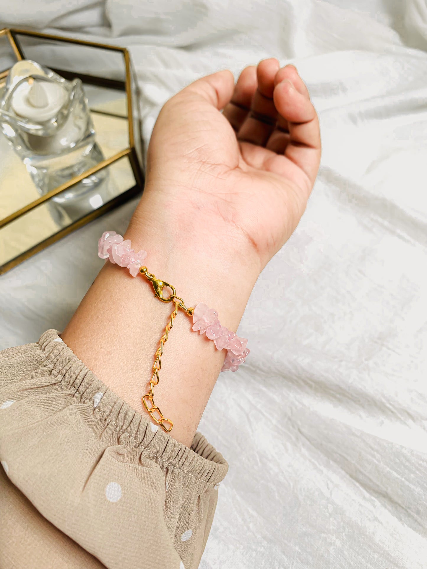 HEART ROSE QUARTZ BRACELET