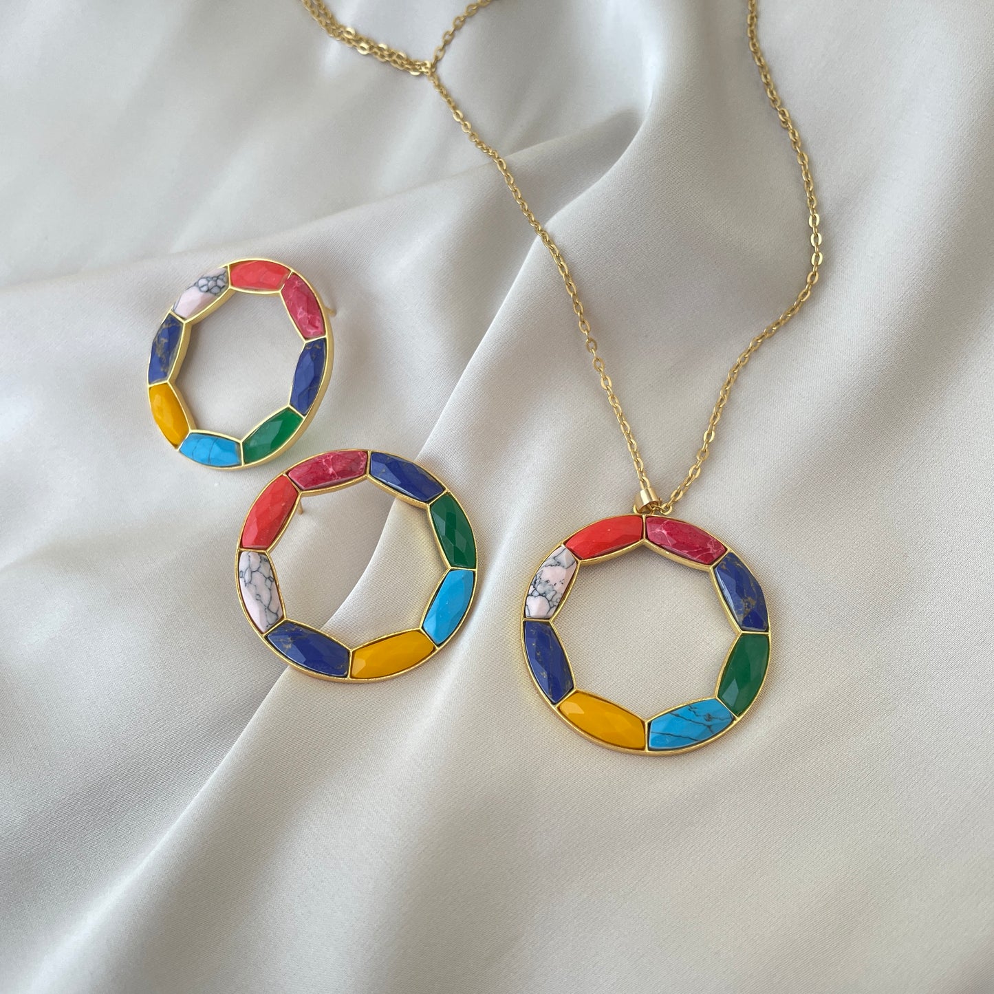 RAINBOW NECKLACE & EARRING COMBO