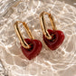 ROSY HEART HOOP EARRINGS
