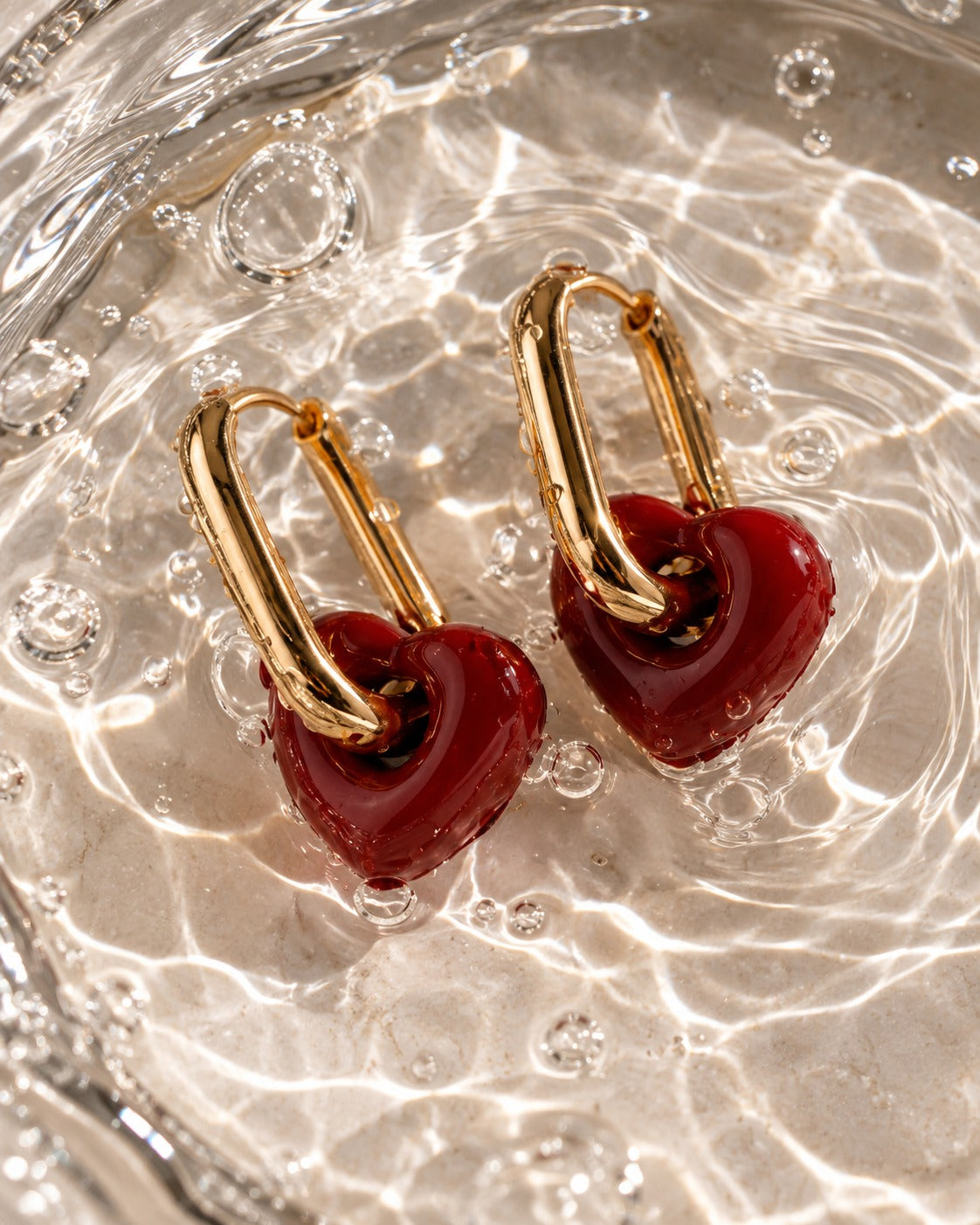 ROSY HEART HOOP EARRINGS