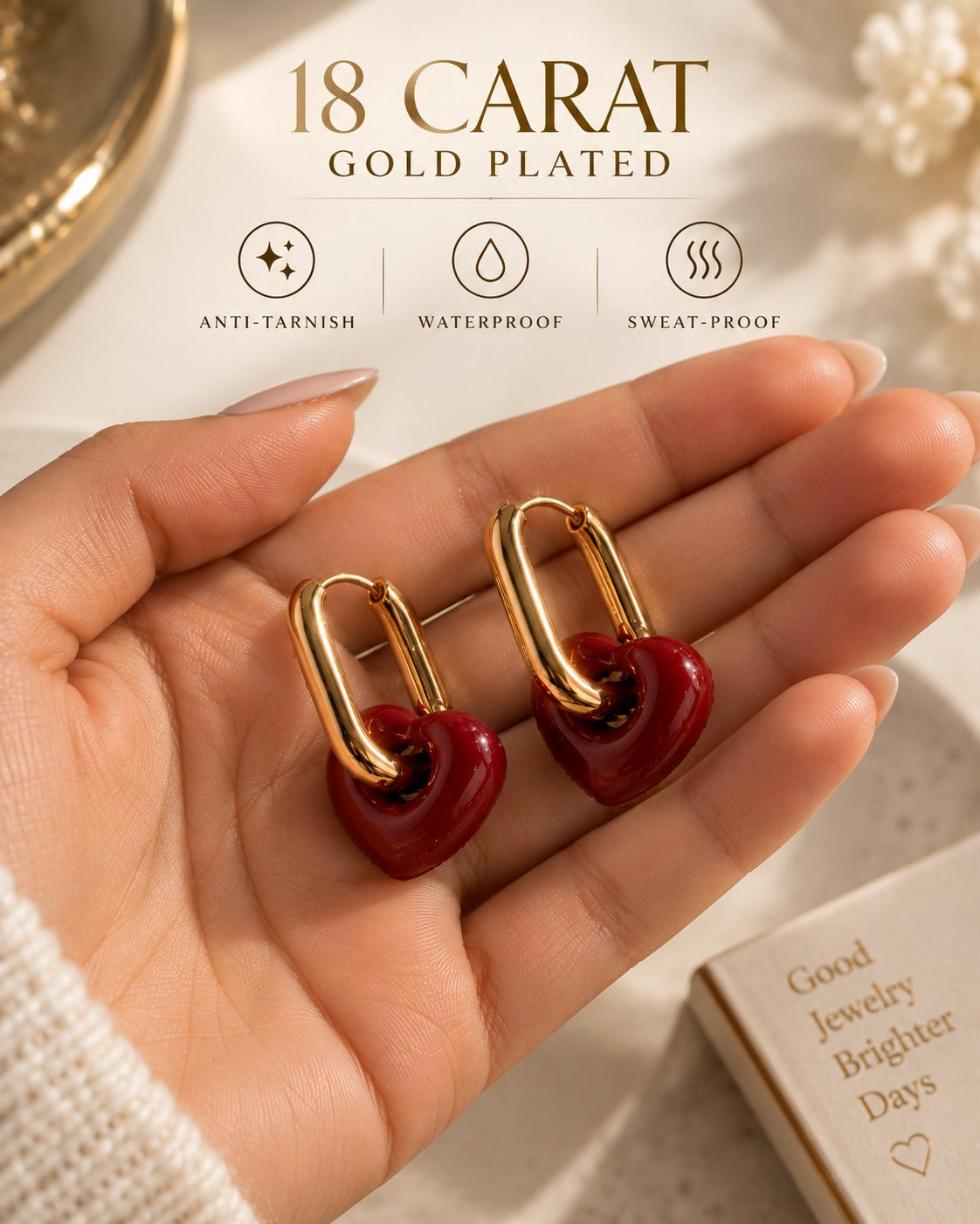 ROSY HEART HOOP EARRINGS
